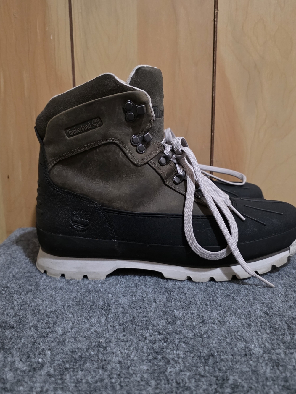 Timberland Euro Hiker Shell Toe Men's Size 10 Green Gray Leather Hiking Boots
